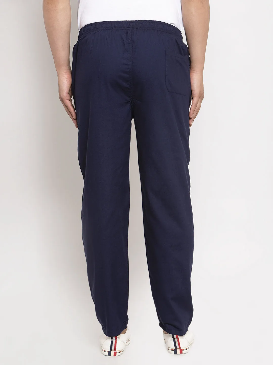 Men's Navy Blue Solid Cotton Track Pants ( JOG 011Navy ) - Jainish