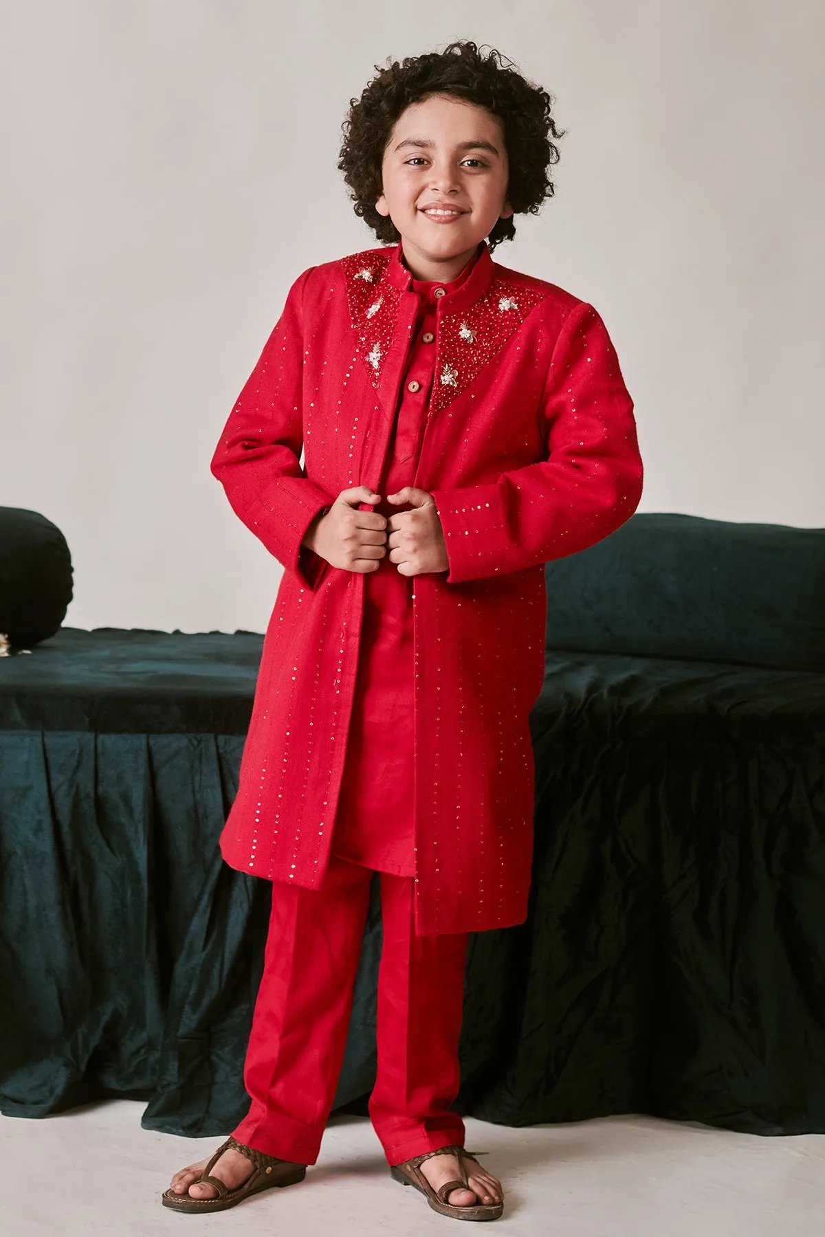 Mirza- Kurta  Pyjama Set With Sherwani