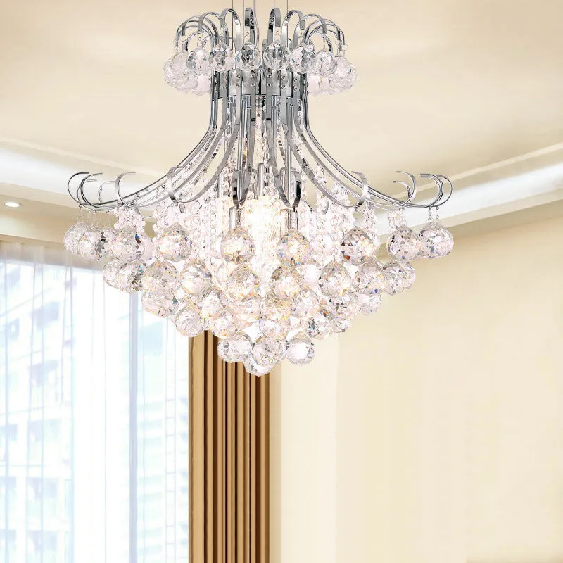 Modern Flared Crystal Chandelier with 3 Lights in Clear, Red, Black- Ideal for Living Room