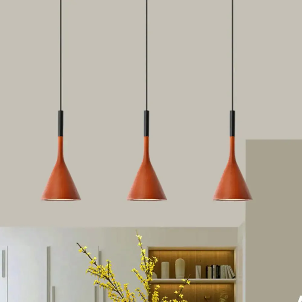 Modern Nordic Style Funnel Kitchen Bar Pendant Light - Red/White/Black