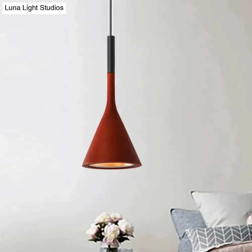 Modern Nordic Style Funnel Kitchen Bar Pendant Light - Red/White/Black