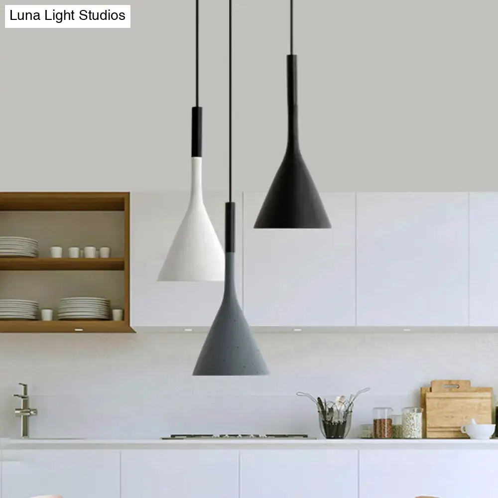 Modern Nordic Style Funnel Kitchen Bar Pendant Light - Red/White/Black