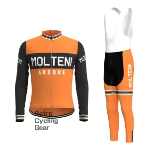 MOLTENI Orange White Retro Long Sleeve Cycling Kit