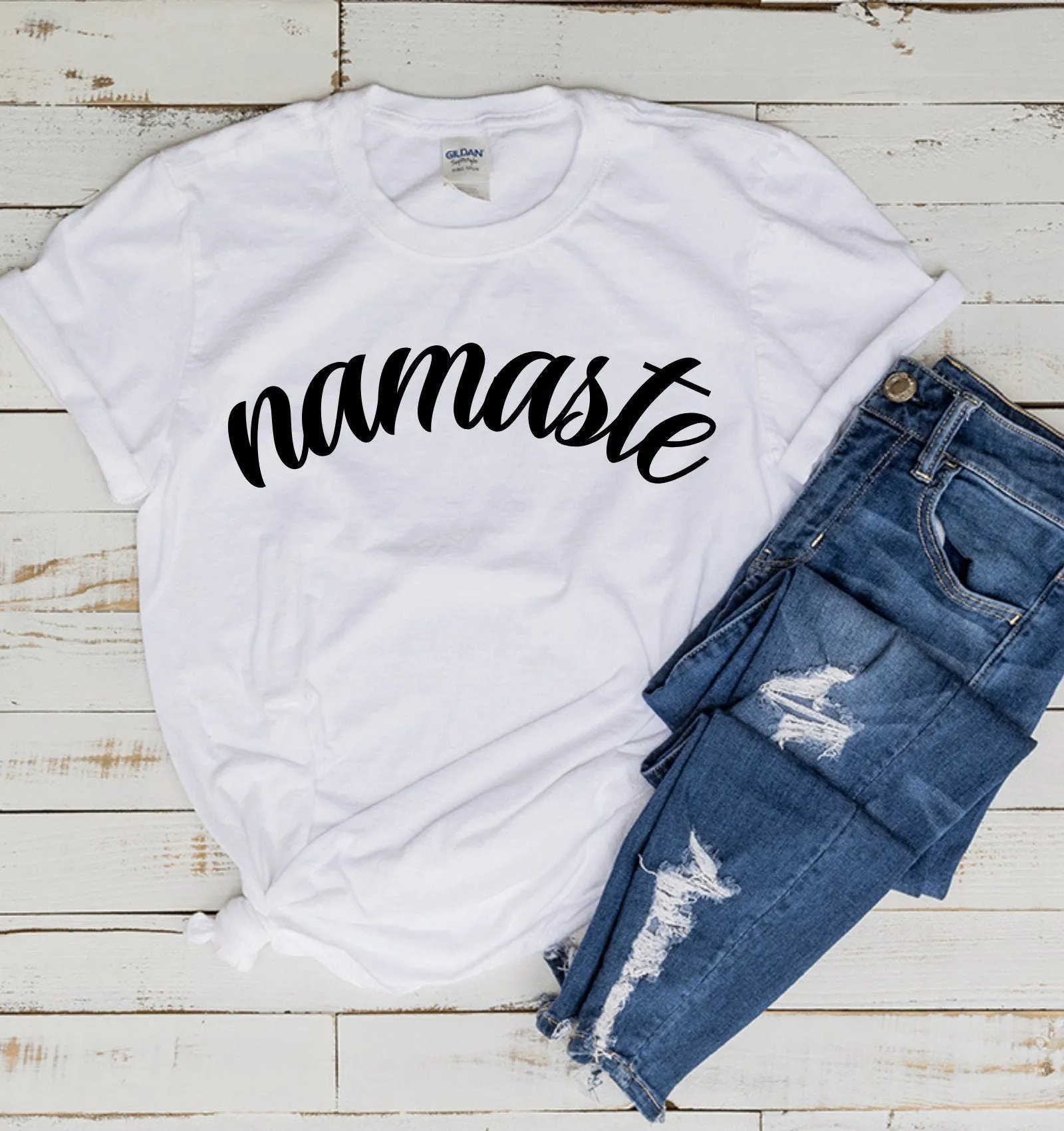 Namaste T-Shirt / Yoga Tee / Namaste / Yoga / Slogan Top / Arch Design / Namaste T-Shirt / Yoga Tee / Namaste