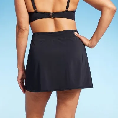 New - Lands' End Women's UPF 50 Tummy Control Swim Skirt - Black M