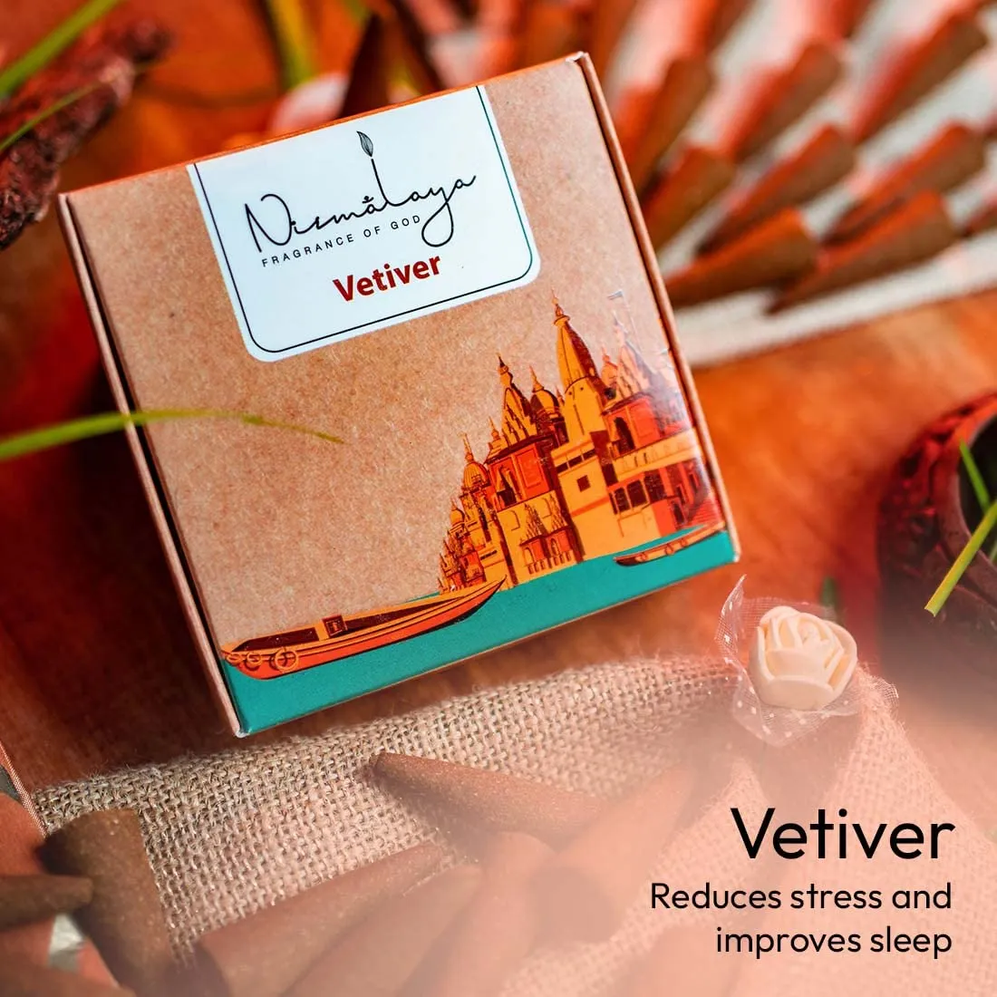 Nirmalaya Incredible India Incense Cones Combo (Pack of 2) | 2 Fragrances - Kashmiri Musk, Vetiver (40 Each) | Incense Cones for Pooja | 100% Organic Dhoop Cones for Fragrance (Charcoal Free)