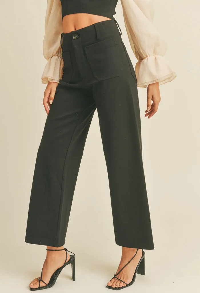 Olivia Ponte Crop Pants-Black