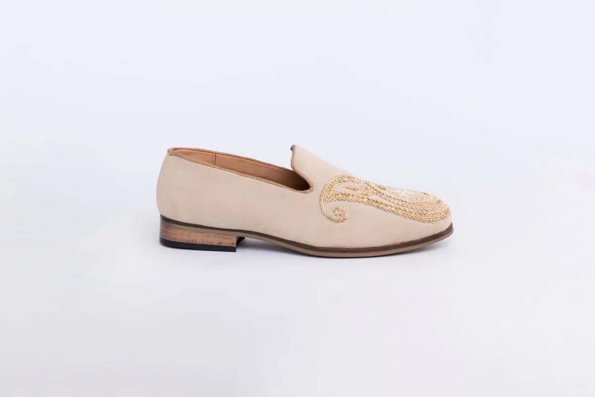 PAISLEY EMBROIDERY SLIP-ONS-BEIGE