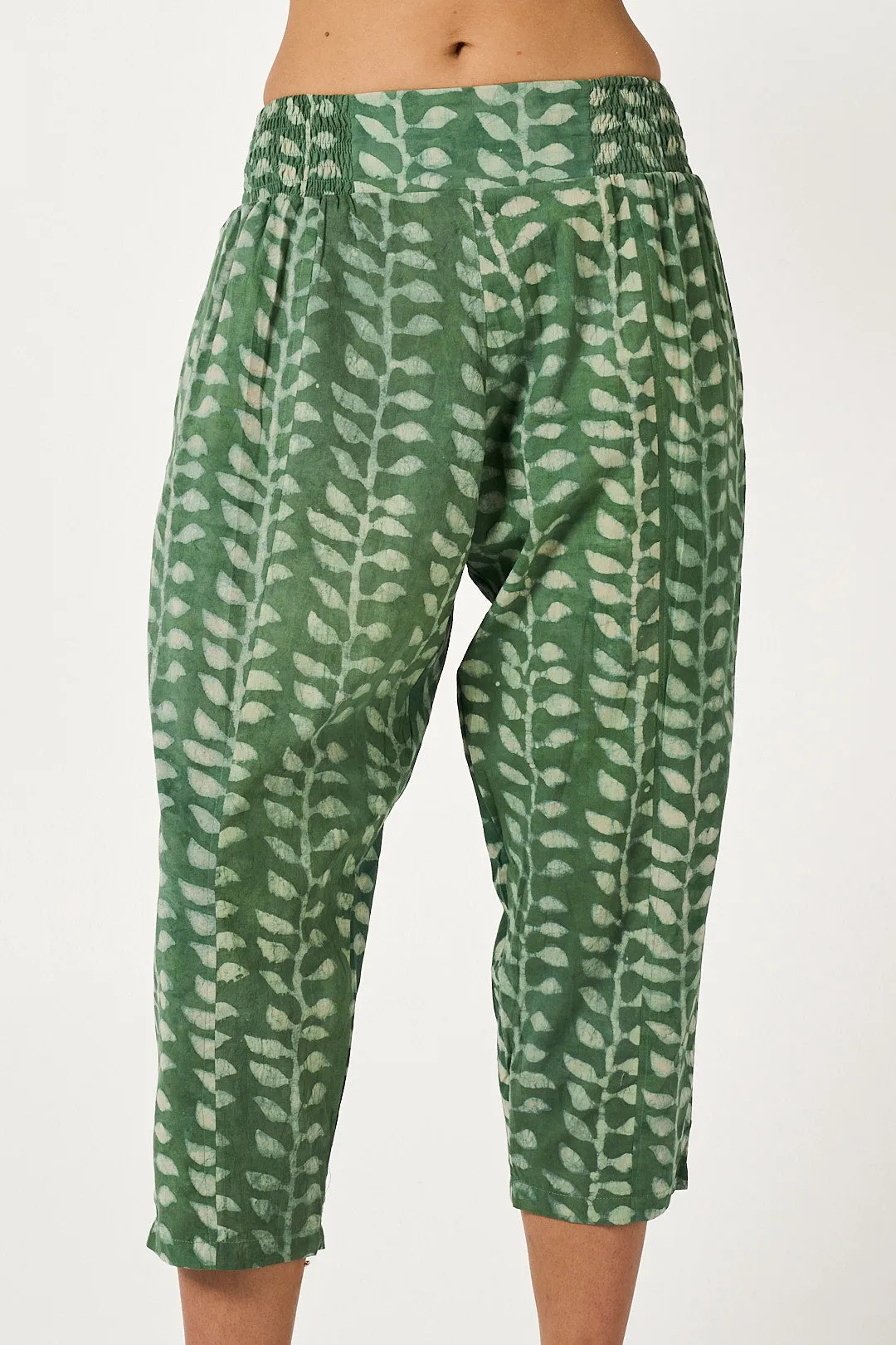 Pant Yoga - Sacred Vine Green Handblock Cotton