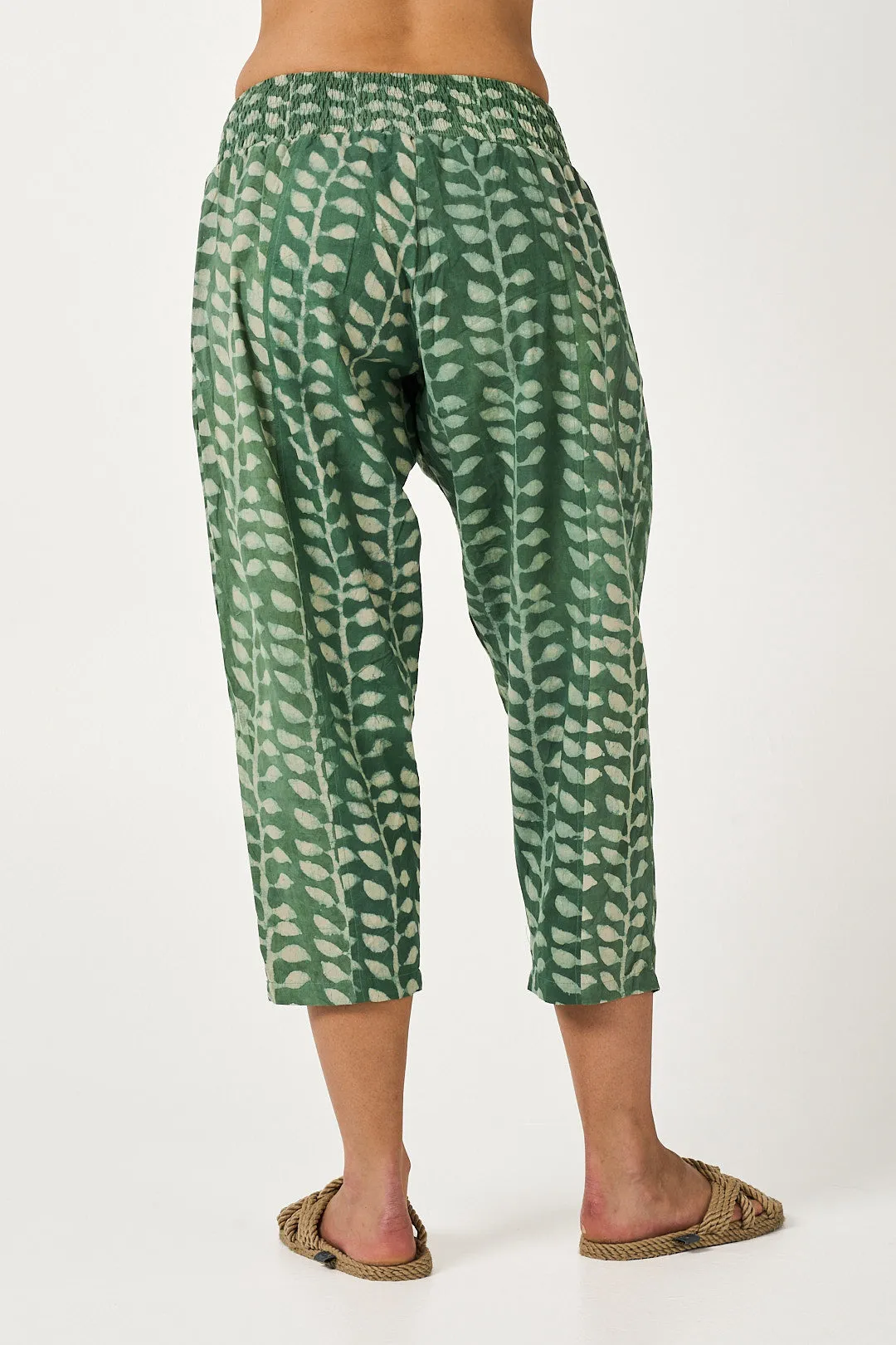 Pant Yoga - Sacred Vine Green Handblock Cotton