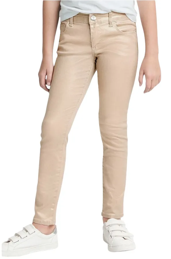 'Pink Batté' Girl's Soft Twill Stretch Skinny Leg Pants