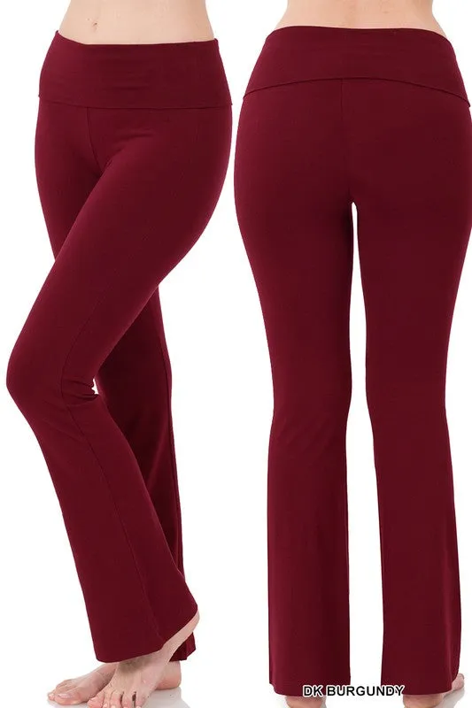 Premium Cotton Fold Over Yoga Flare Pants