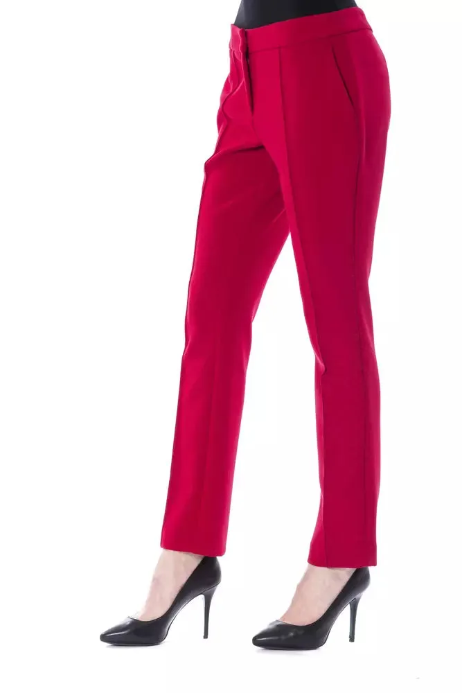 "Fuchsia Polyester Women Pant"