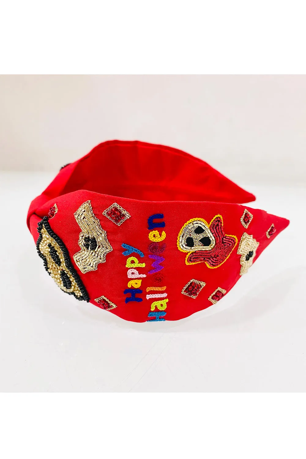 Red Happy Halloween Pure Crepe Hairband