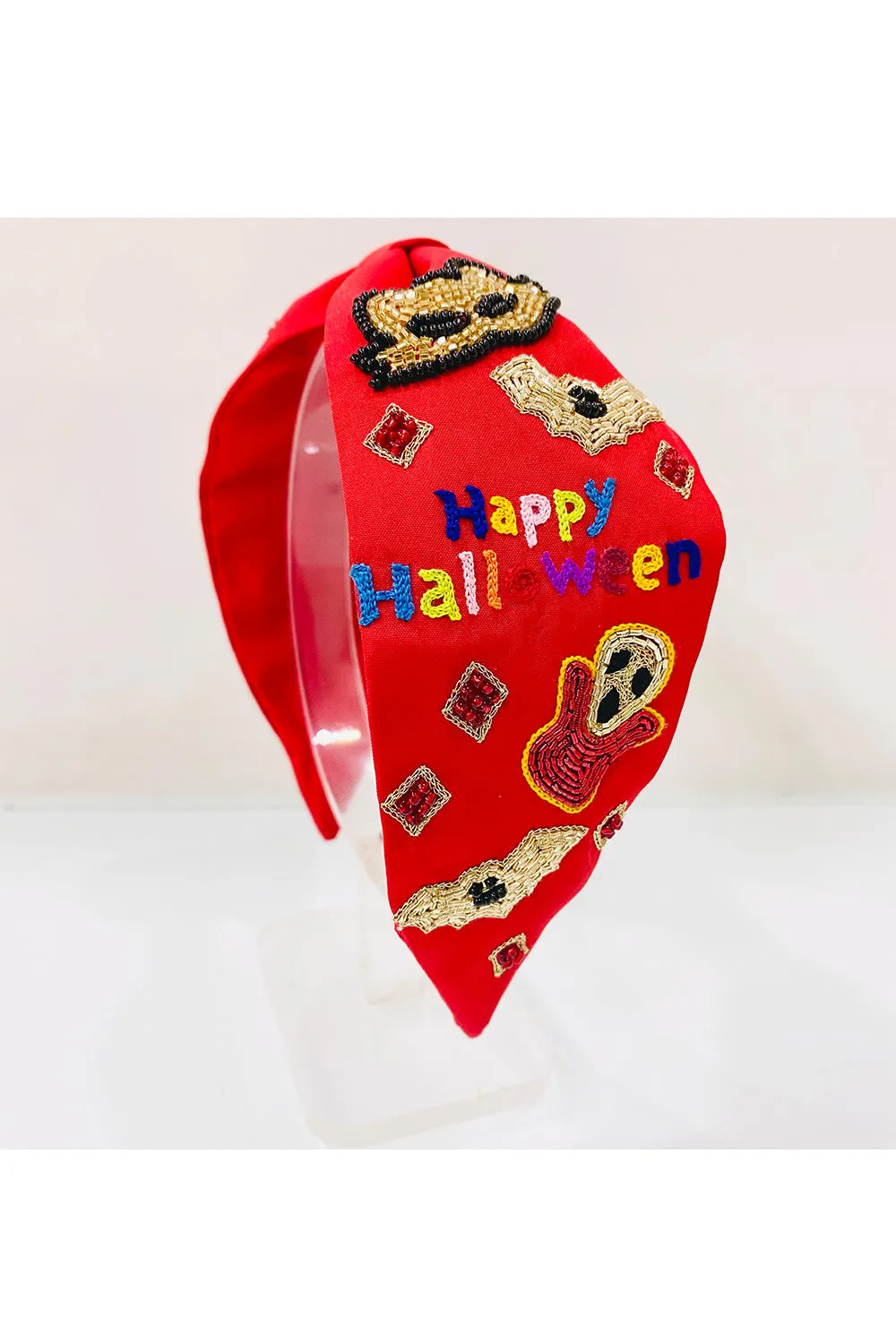 Red Happy Halloween Pure Crepe Hairband