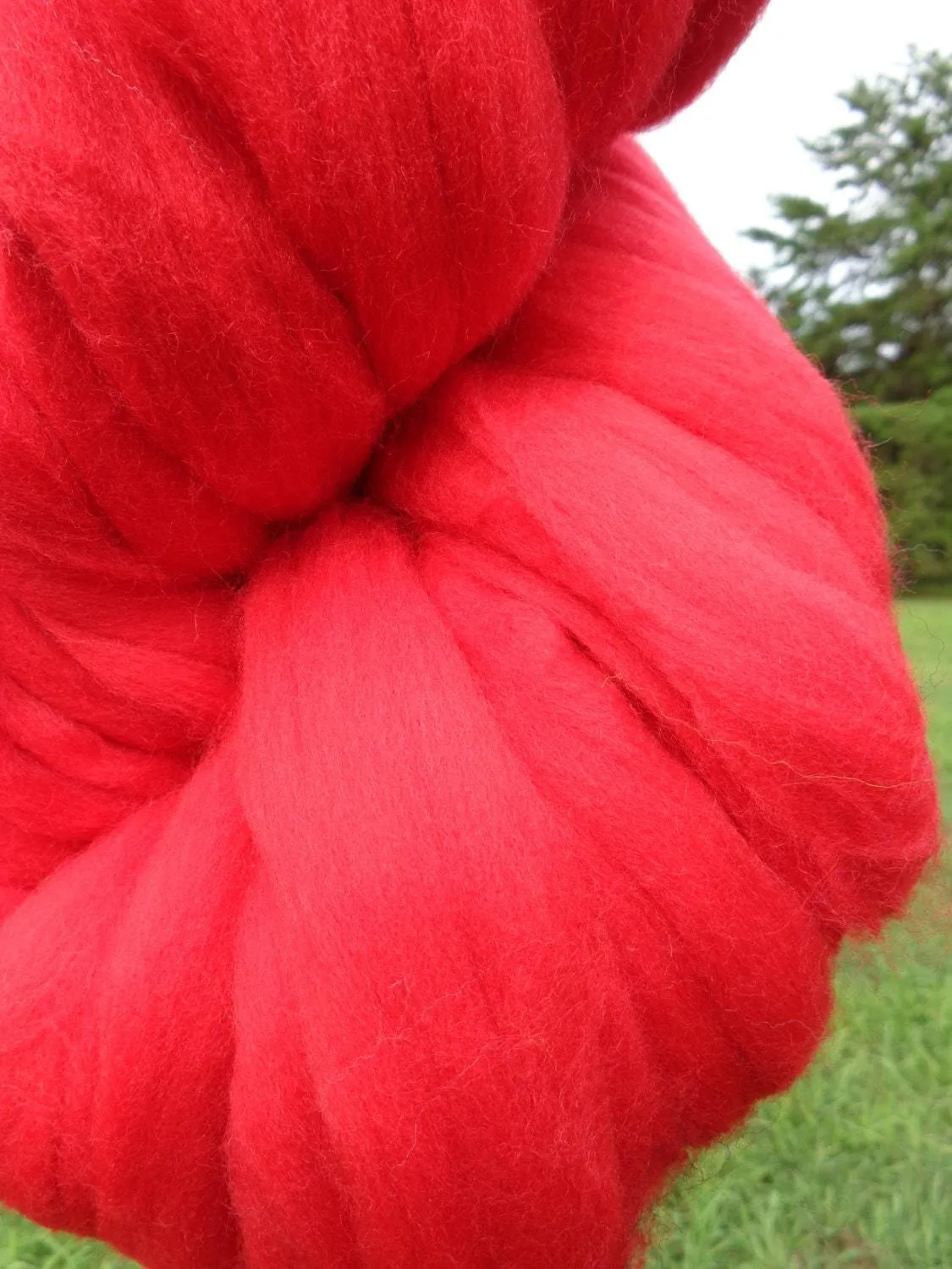 Red Merino Wool Top Roving