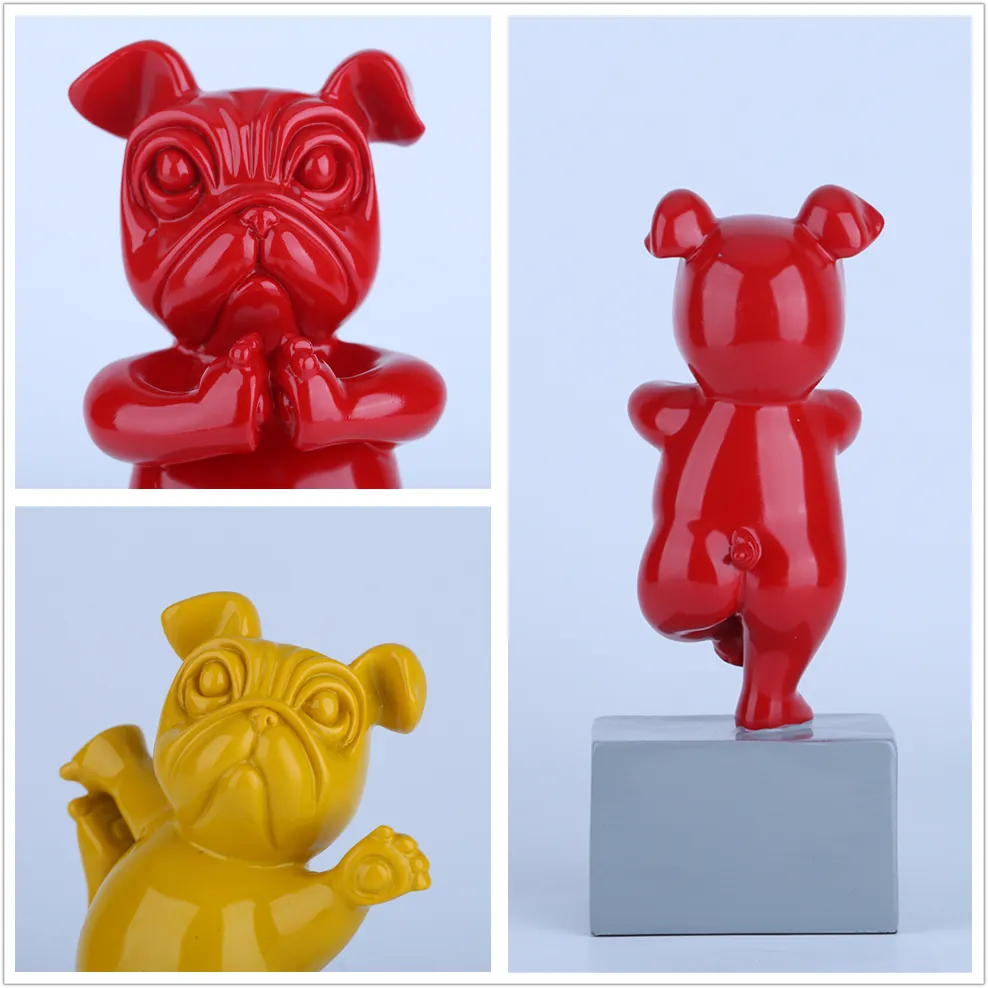 Resin French Bulldog Yoga Sculpture For Children Room Decor