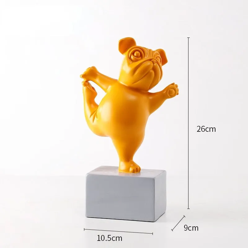 Resin French Bulldog Yoga Sculpture For Children Room Decor