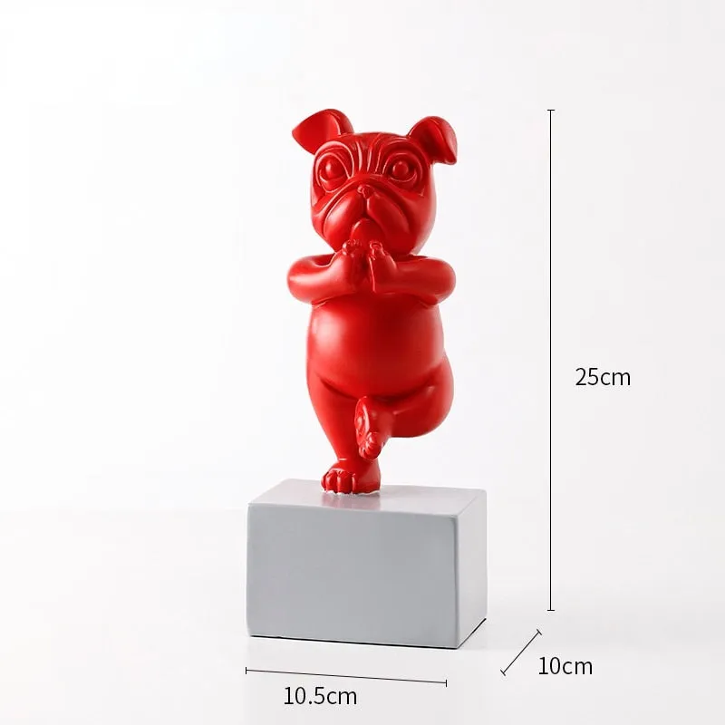 Resin French Bulldog Yoga Sculpture For Children Room Decor