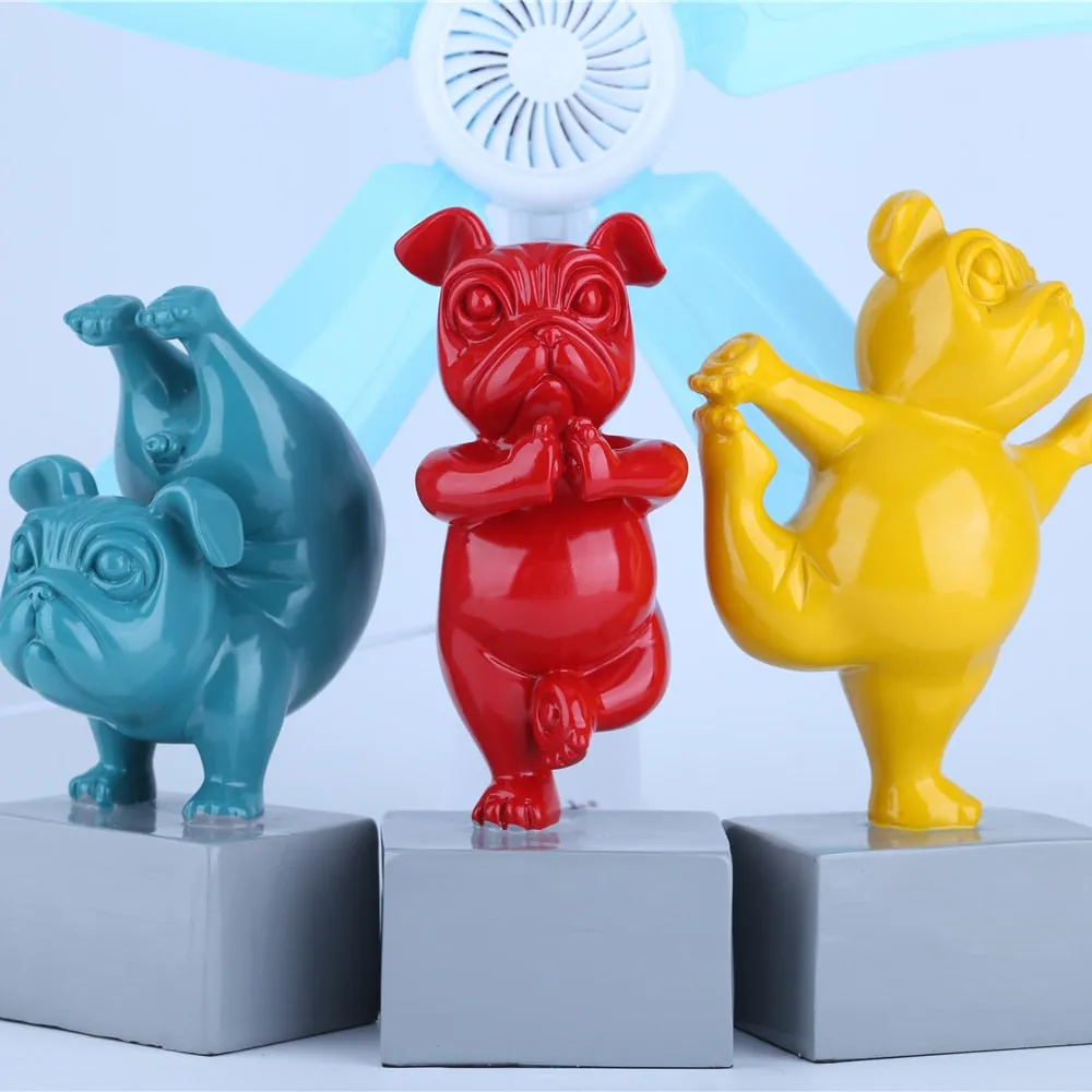 Resin French Bulldog Yoga Sculpture For Children Room Decor