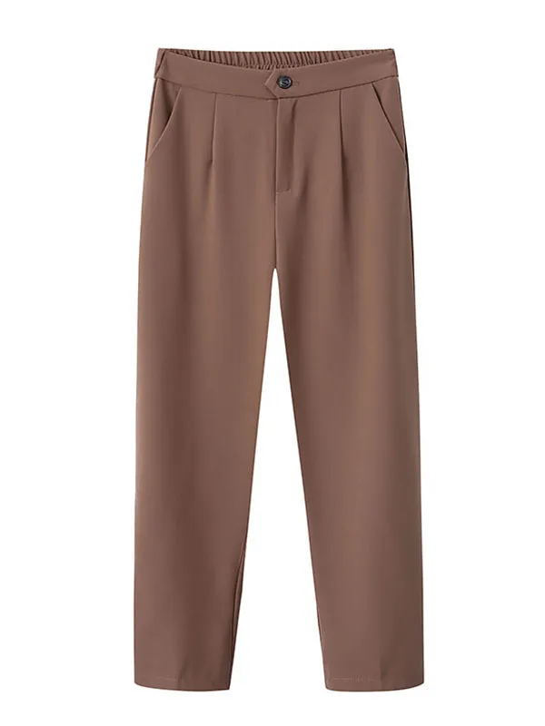 Simple Column Solid Color Casual Ninth Pants Bottoms