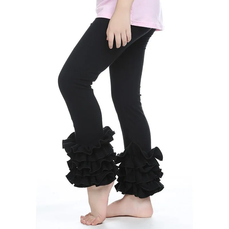 Solid Color Ruffled Pants