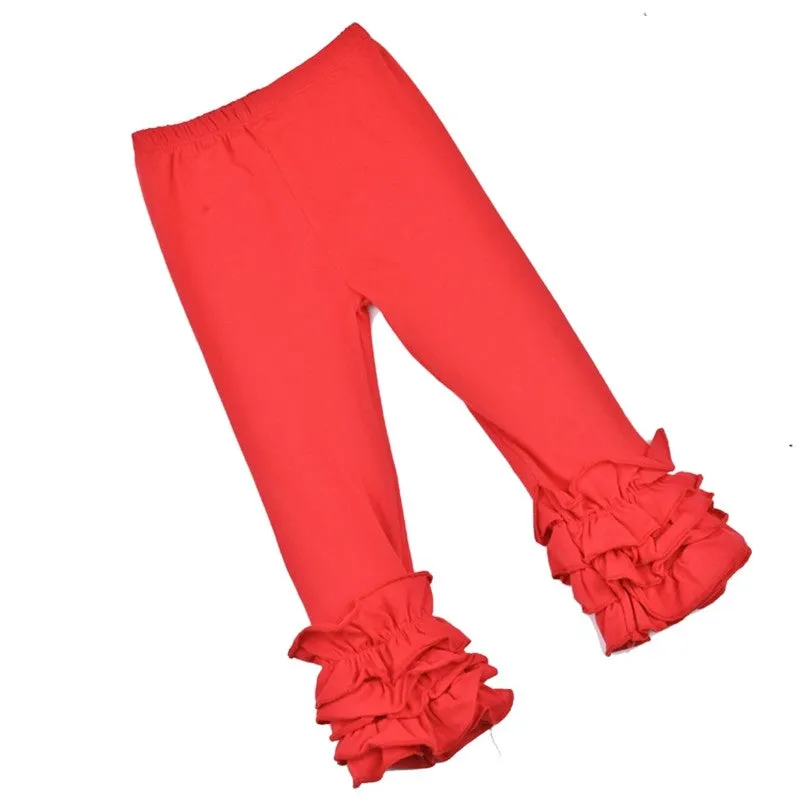 Solid Color Ruffled Pants