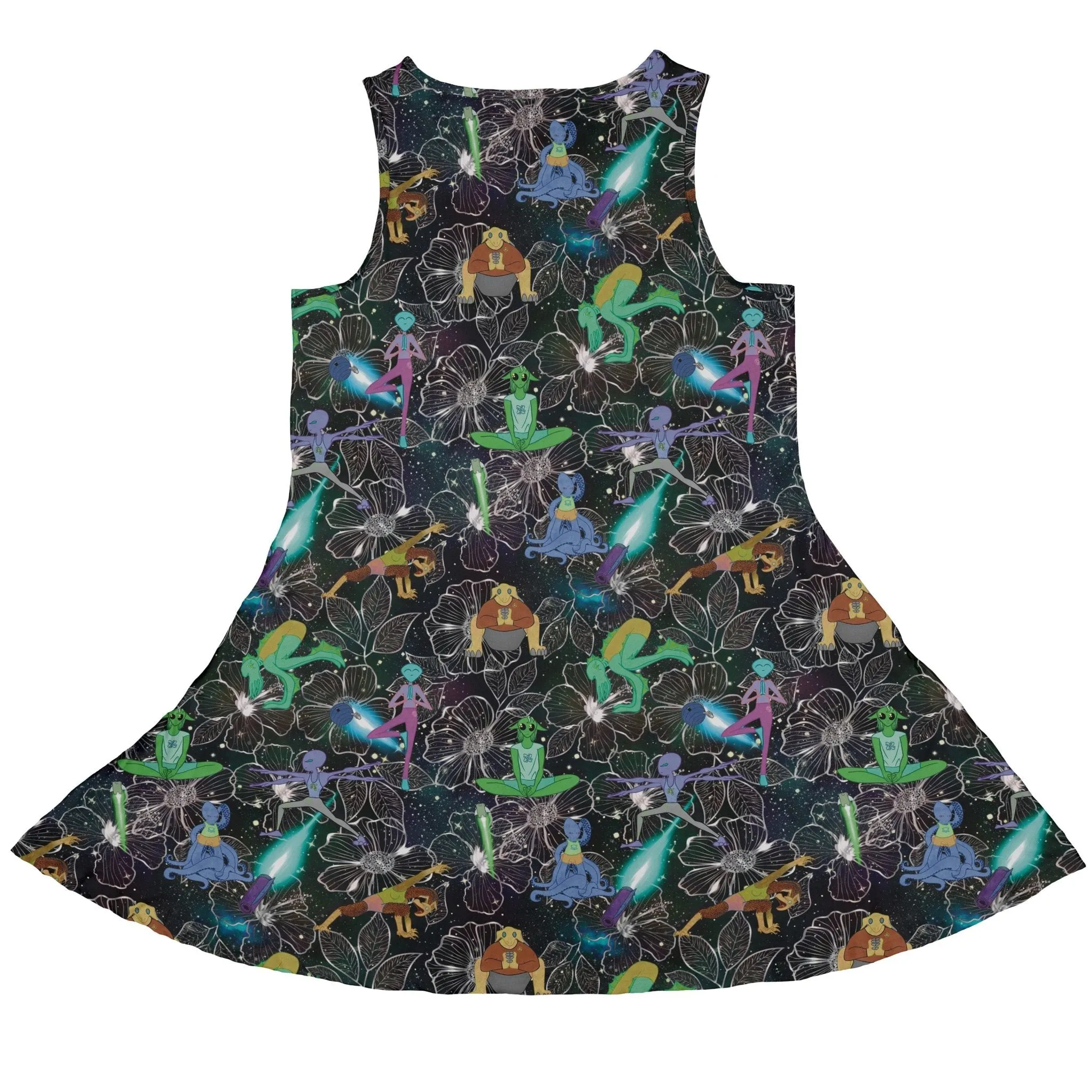 Space Alien Yoga Black Dress