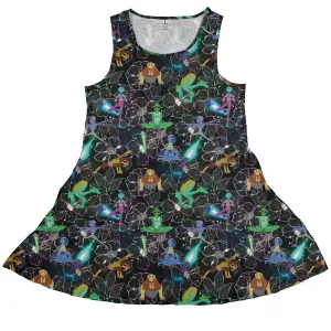 Space Alien Yoga Black Dress