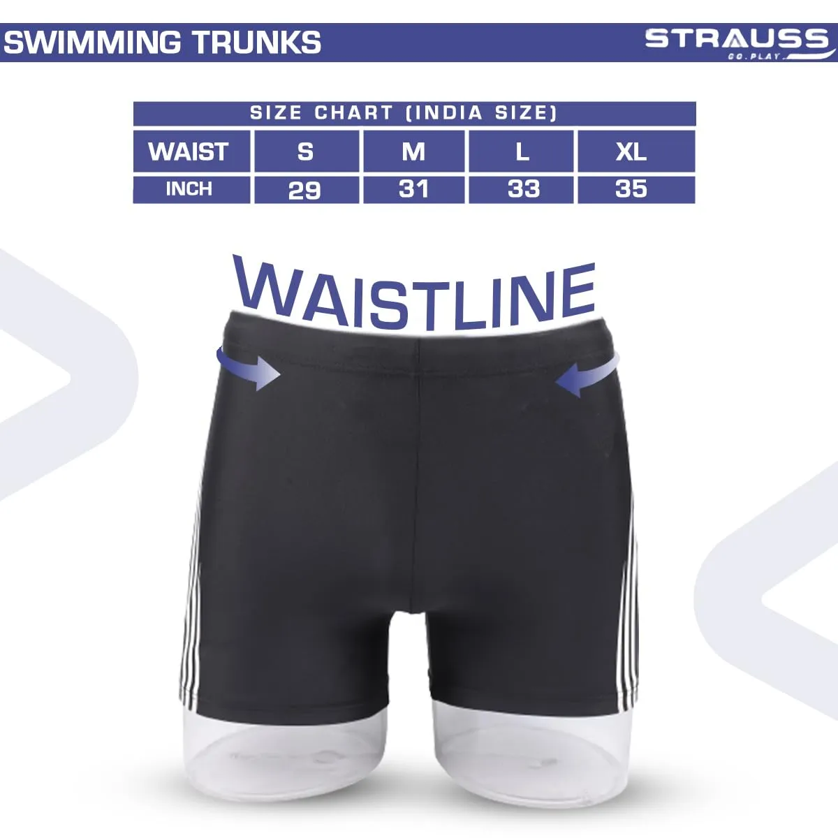 STRAUSS Swimming Shorts | Swimming Trunks for Men | Can Be Used for Gym, Running, Cycling, Swimming, Basketball, Cricket, Yoga, Football, Tennis, Badminton & More | Size: XL,(White Lines)