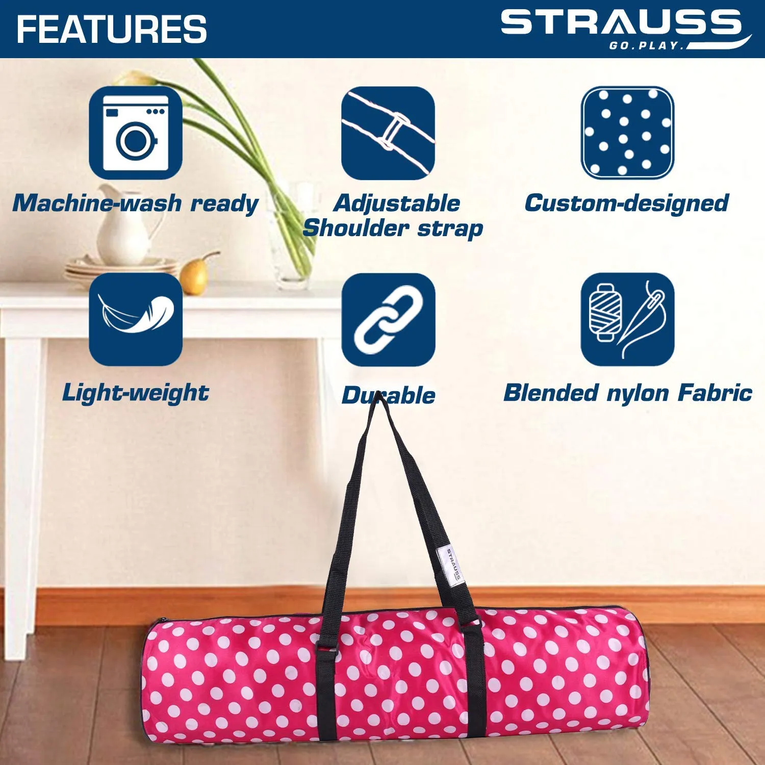 Strauss Yoga Mat, 6mm (Purple Floral) and Anti-Slip Yoga Towel (Purple)