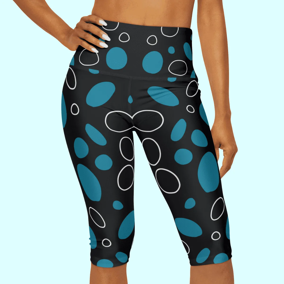 Teal Pebble Dash Yoga Capri Leggings