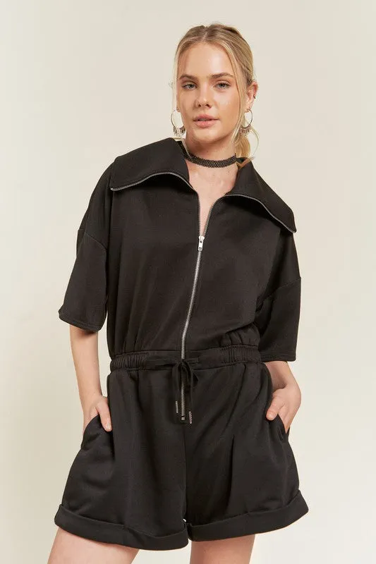 Terry Zip Front Romper