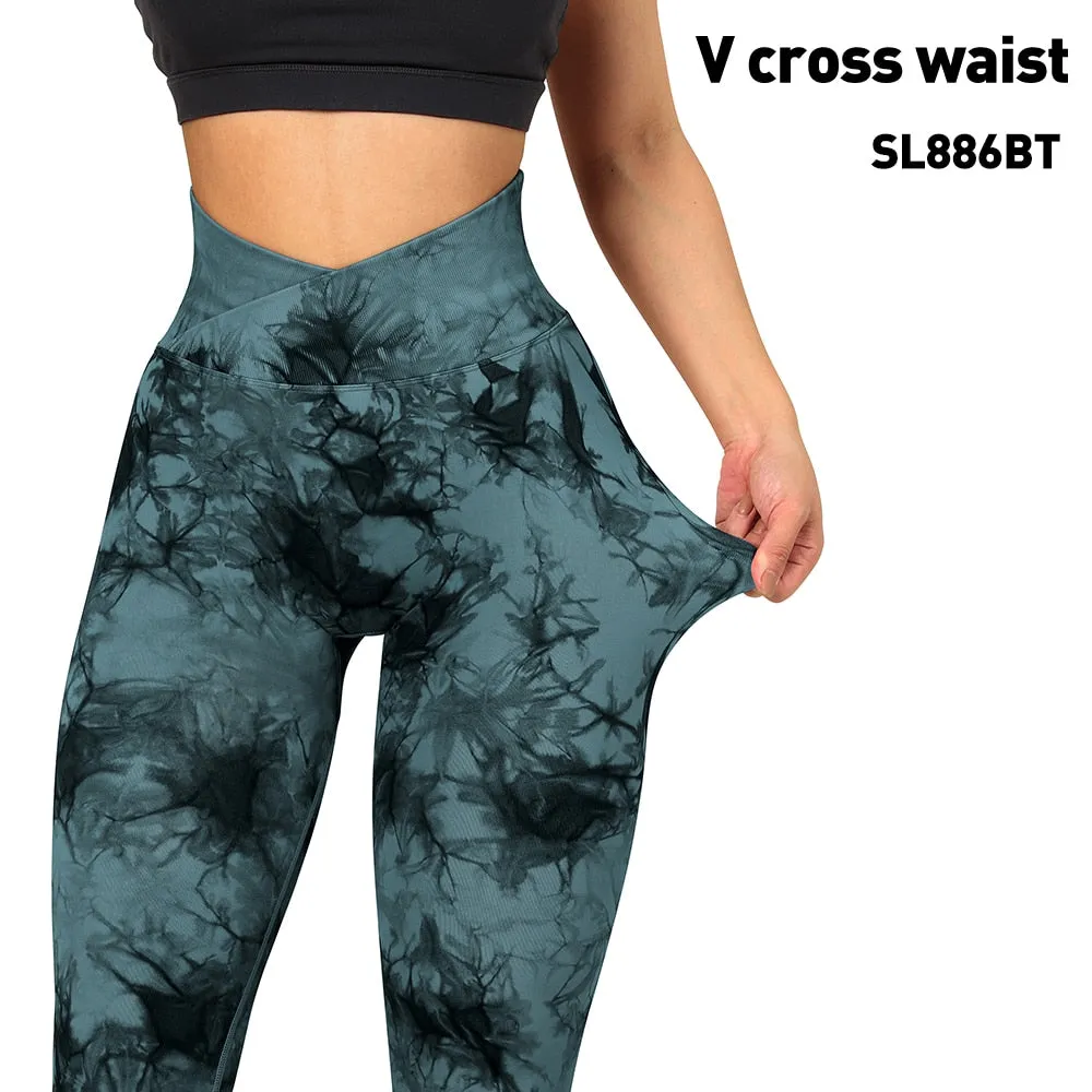 Tie Dye Fitness Legging Woman Push Up Workout Sport Leggings Scrunch Butt Outfit Gym Seamless Legging Pants