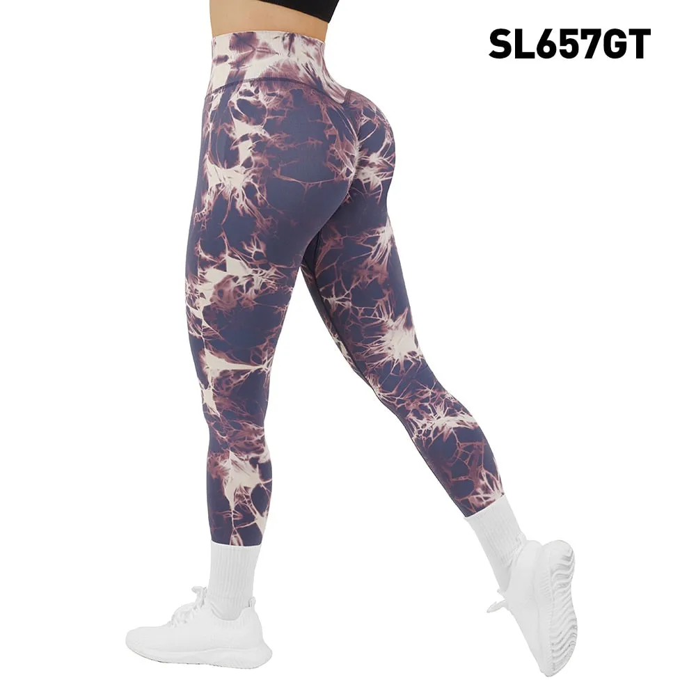 Tie Dye Fitness Legging Woman Push Up Workout Sport Leggings Scrunch Butt Outfit Gym Seamless Legging Pants