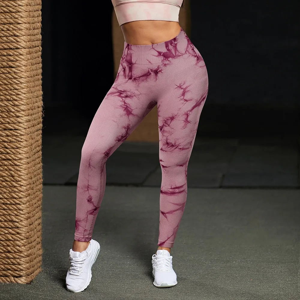 Tie Dye Fitness Legging Woman Push Up Workout Sport Leggings Scrunch Butt Outfit Gym Seamless Legging Pants