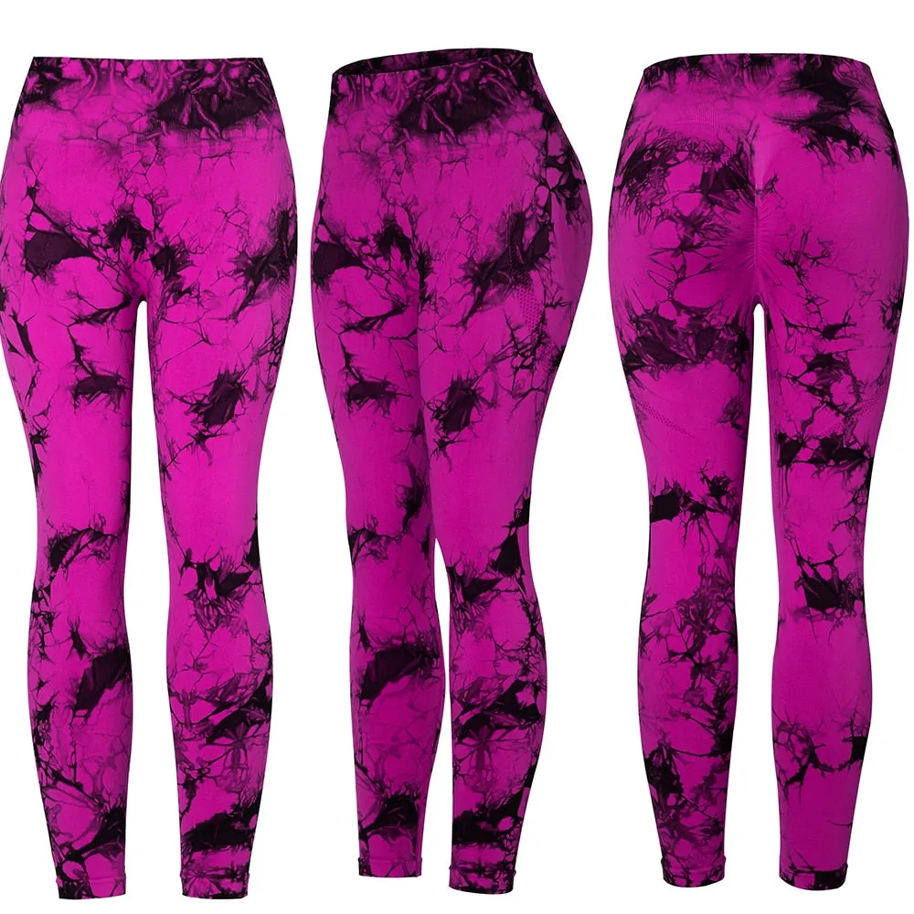 Tie Dye Fitness Legging Woman Push Up Workout Sport Leggings Scrunch Butt Outfit Gym Seamless Legging Pants