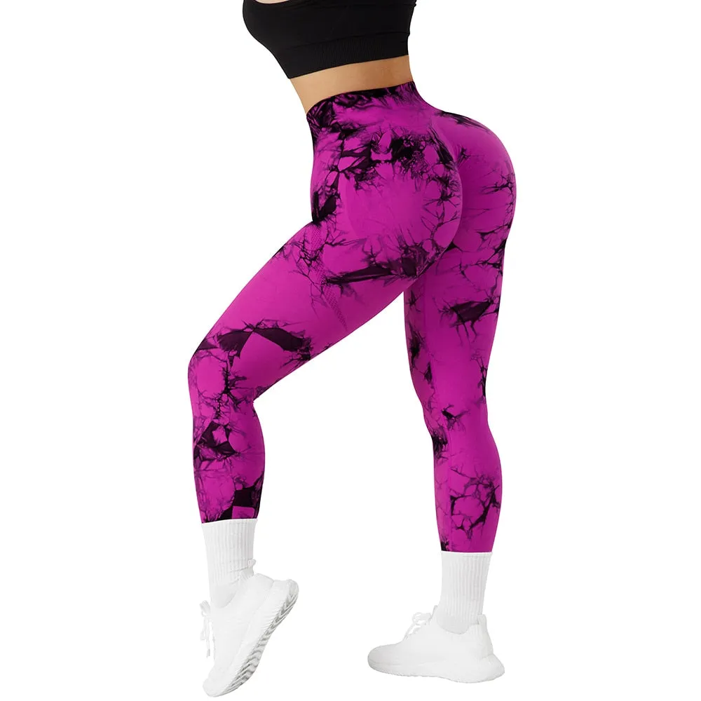 Tie Dye Fitness Legging Woman Push Up Workout Sport Leggings Scrunch Butt Outfit Gym Seamless Legging Pants