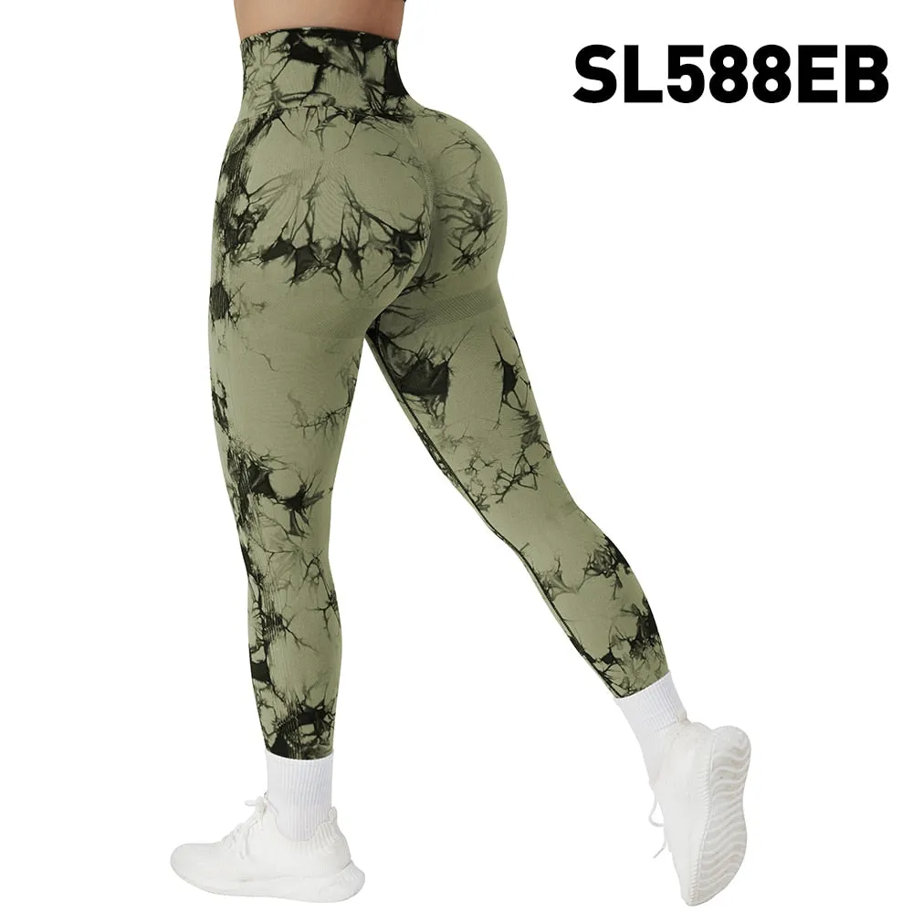 Tie Dye Fitness Legging Woman Push Up Workout Sport Leggings Scrunch Butt Outfit Gym Seamless Legging Pants