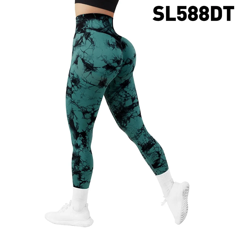 Tie Dye Fitness Legging Woman Push Up Workout Sport Leggings Scrunch Butt Outfit Gym Seamless Legging Pants