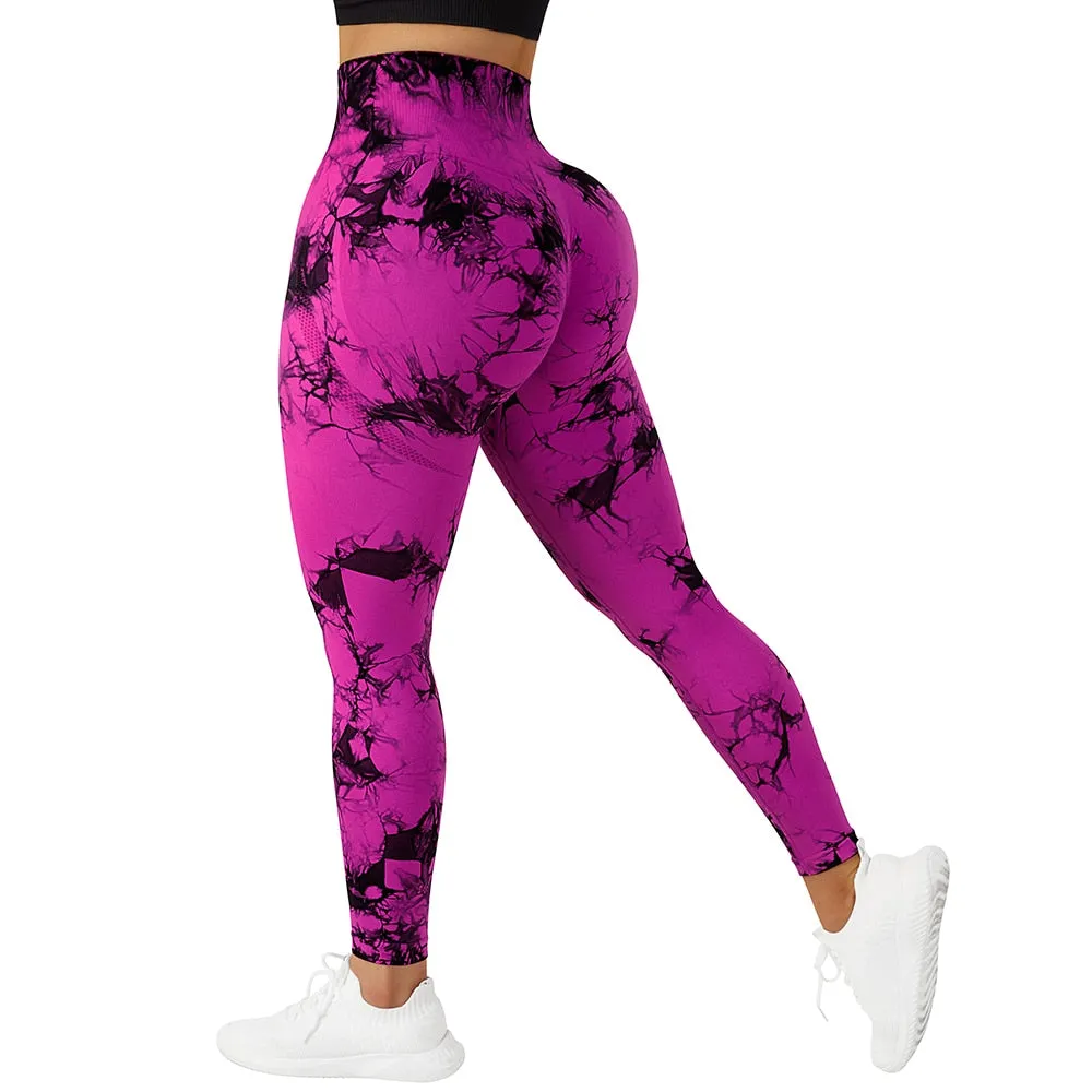 Tie Dye Fitness Legging Woman Push Up Workout Sport Leggings Scrunch Butt Outfit Gym Seamless Legging Pants