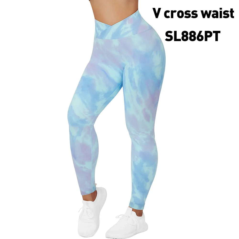 Tie Dye Fitness Legging Woman Push Up Workout Sport Leggings Scrunch Butt Outfit Gym Seamless Legging Pants