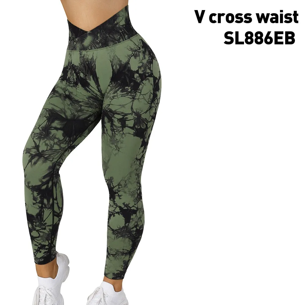 Tie Dye Fitness Legging Woman Push Up Workout Sport Leggings Scrunch Butt Outfit Gym Seamless Legging Pants