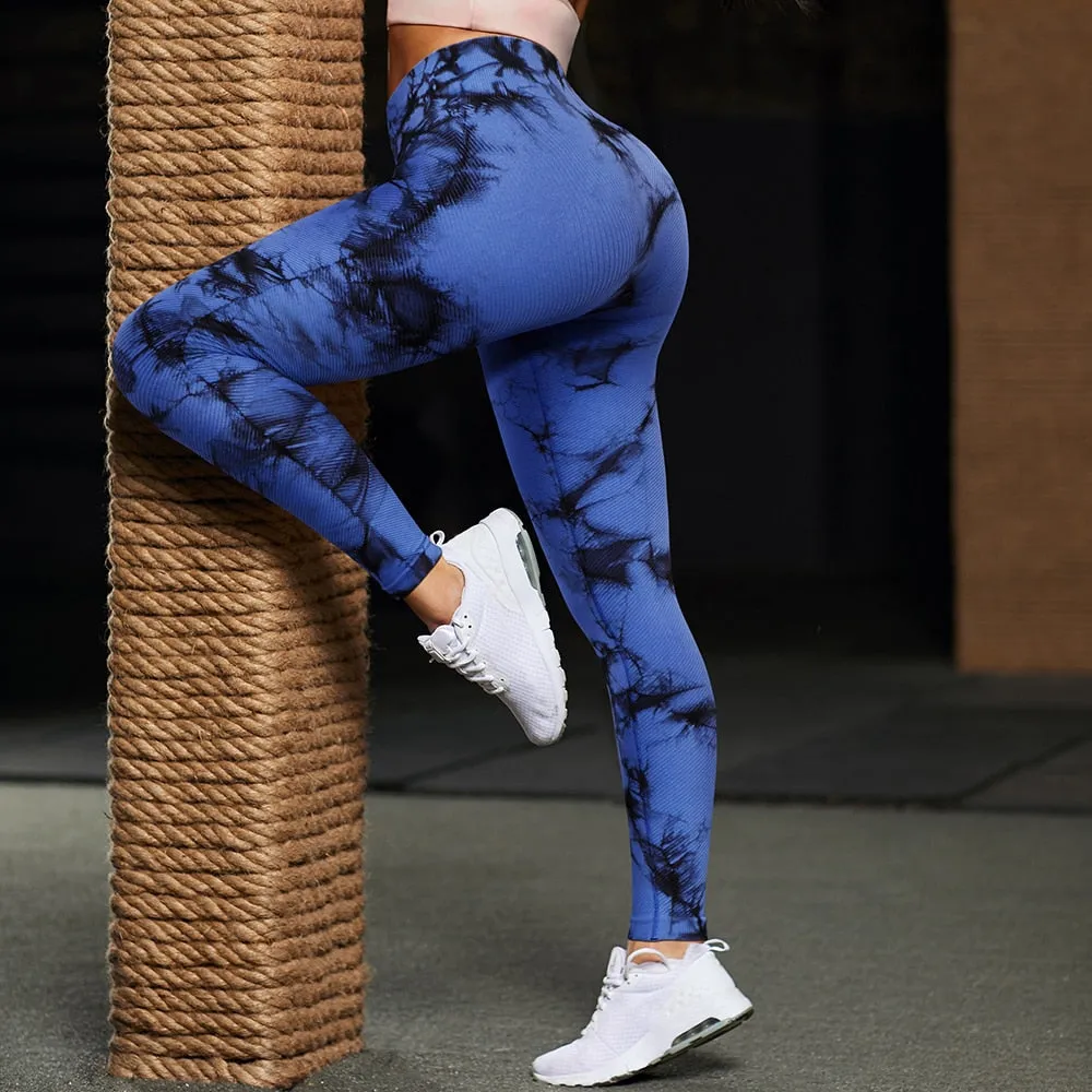 Tie Dye Fitness Legging Woman Push Up Workout Sport Leggings Scrunch Butt Outfit Gym Seamless Legging Pants