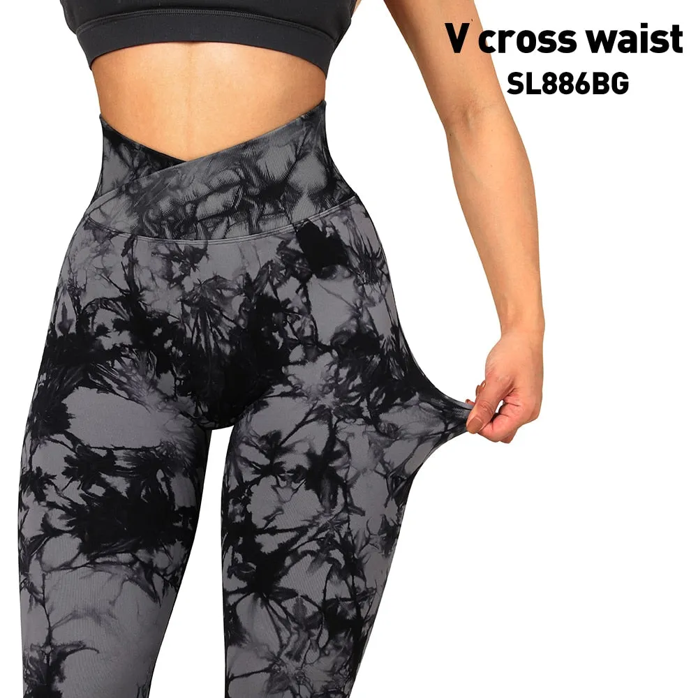 Tie Dye Fitness Legging Woman Push Up Workout Sport Leggings Scrunch Butt Outfit Gym Seamless Legging Pants