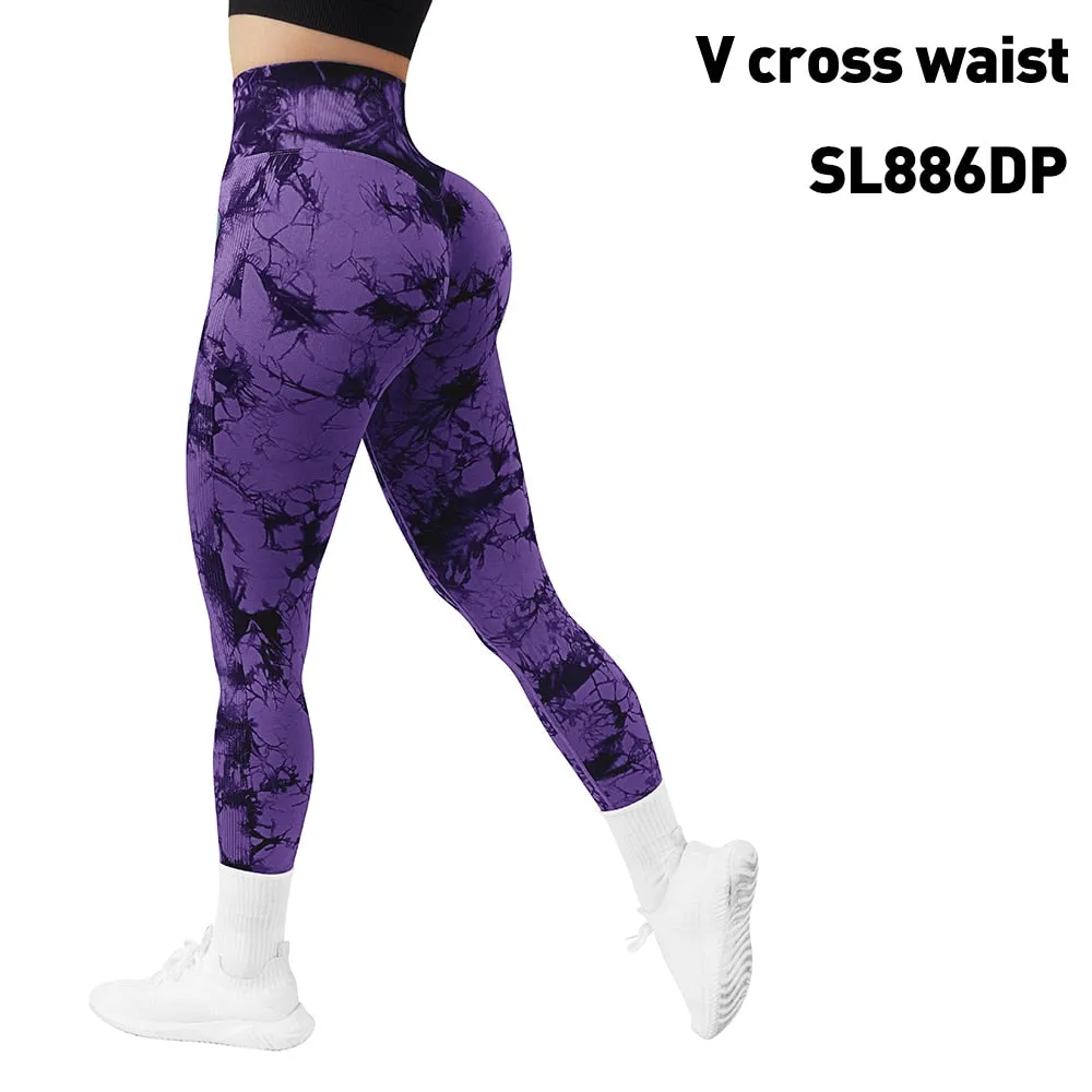 Tie Dye Fitness Legging Woman Push Up Workout Sport Leggings Scrunch Butt Outfit Gym Seamless Legging Pants