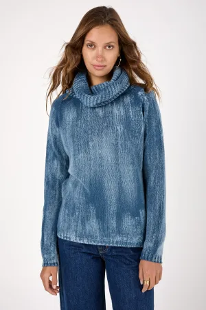 Tonal Effect High Neck Off Gauge Cashmere Pullover in Fiume