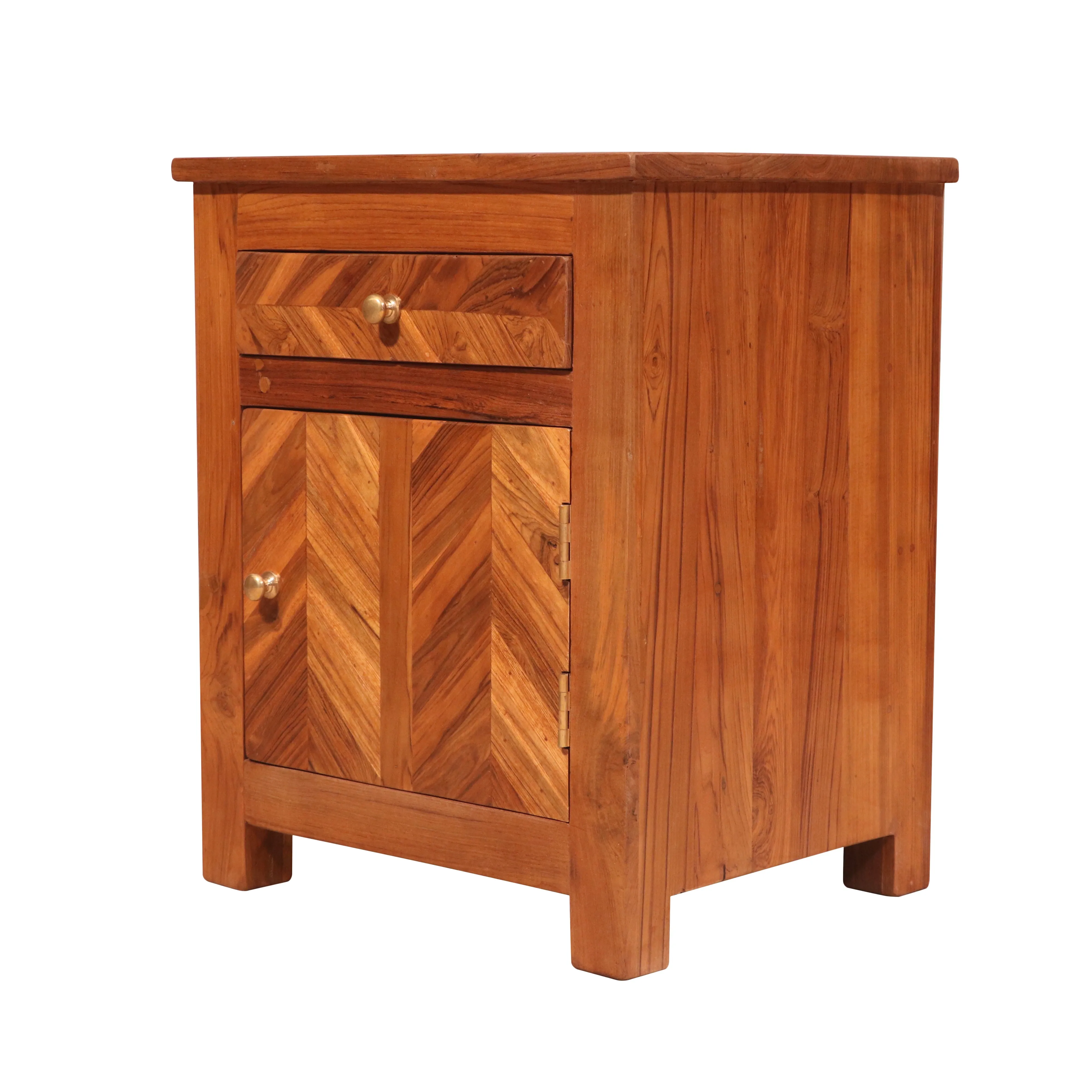 Traditional teak reverse upward bedside