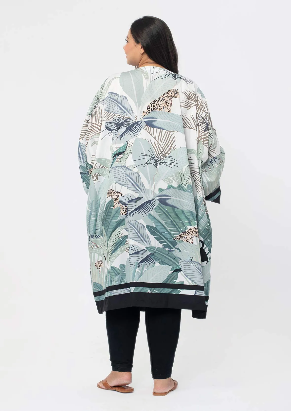 Tropical Print Longline Kimono