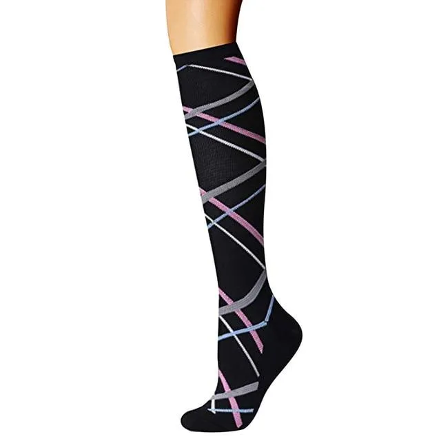 Unisex Breathable Graduated Athletics Long Haul Travel Compression Stockings